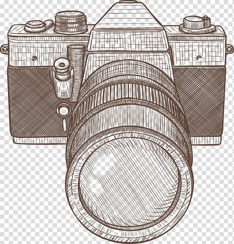 White and brown DSLR camera illustration Singlelens reflex camera Drawing  graphy Illustration Focus illustration of hand drawn camera hand camera  Icon png  PNGEgg