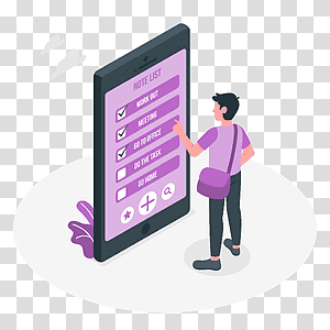 illustration, Mobile note list, mobile, device, list, app, user, notes, tasks, checklist transparent background PNG clipart thumbnail