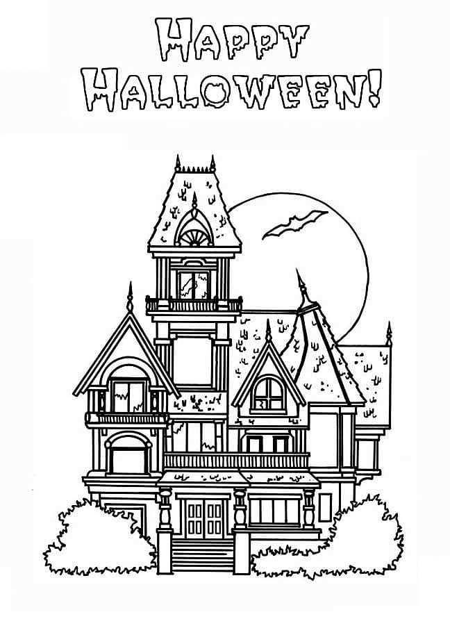 Coloring book Halloween House Ghost Page, Haunted Houses transparent background PNG clipart