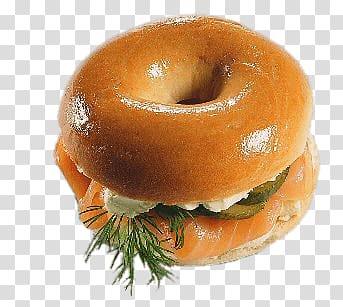 buns with pickles and mayonnaise, Bagel Salmon transparent background PNG clipart