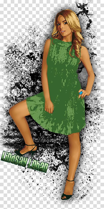 Cocktail dress shoot Supermodel Green, Lindsay Lohan transparent background PNG clipart