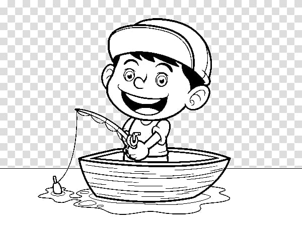 Coloring book Drawing Fishing Painting Child, Fisher man transparent background PNG clipart