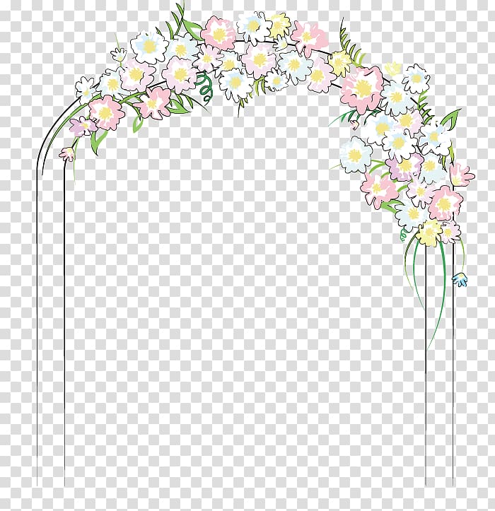 white and pink flower arbor illustration, Wedding , Wedding flower door transparent background PNG clipart