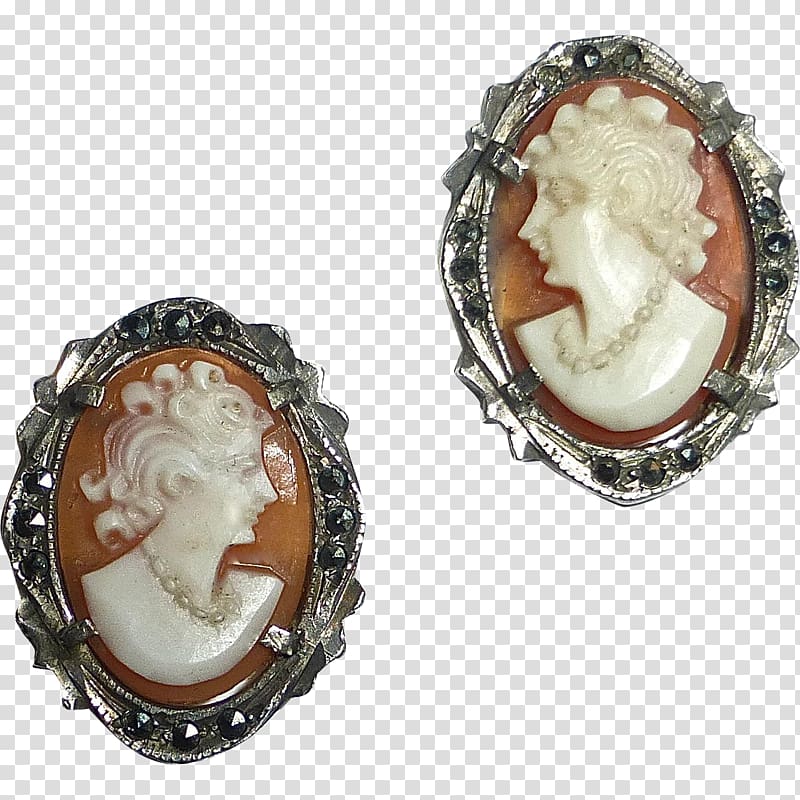 Earring Gemstone Silver Cameo Marcasite, gemstone transparent background PNG clipart