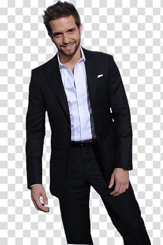 man wearing black suit jacket standing and smiling, Pablo Alborán Suit transparent background PNG clipart