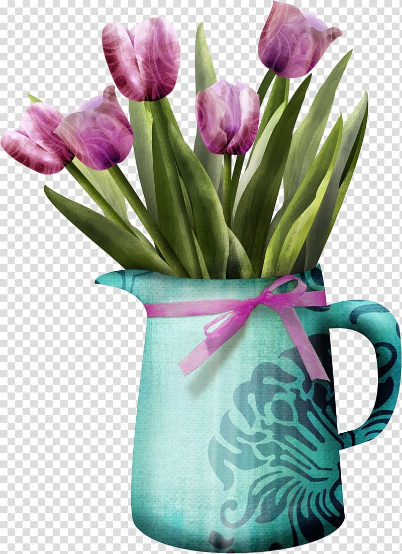 Cut flowers Tulip , vase transparent background PNG clipart