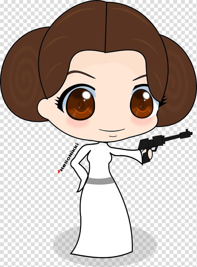 Princess Leia illustratio, Leia Organa Disney Princess Jabba the Hutt Luke Skywalker, Chibi transparent background PNG clipart
