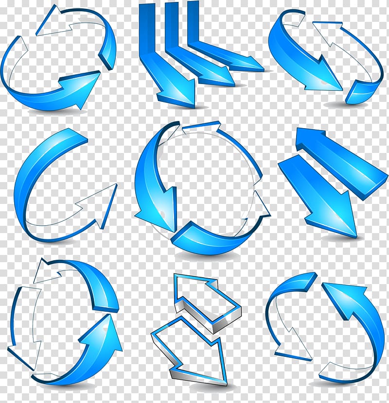 arrows illustration, Arrow Euclidean 3D computer graphics, Blue arrow stereoscopic 3D material transparent background PNG clipart