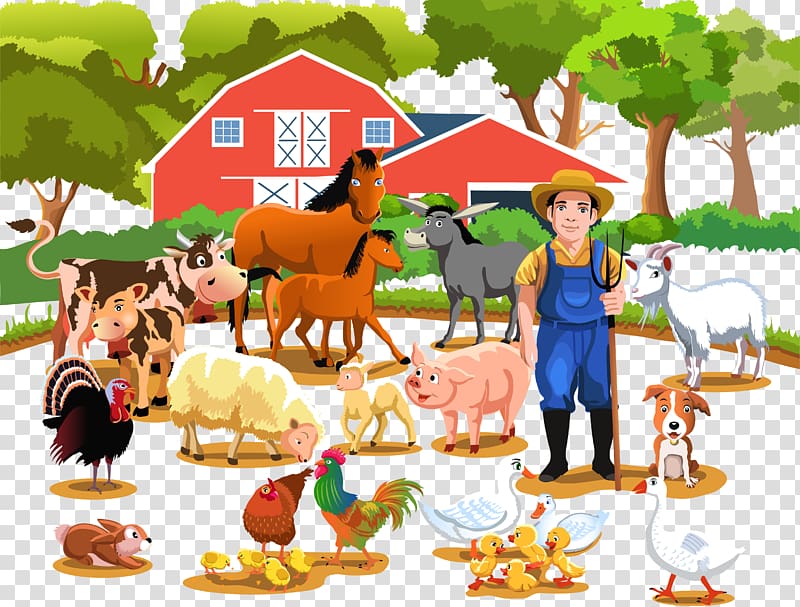 Farm Live Agriculture Illustration, Happy farmers and farm live