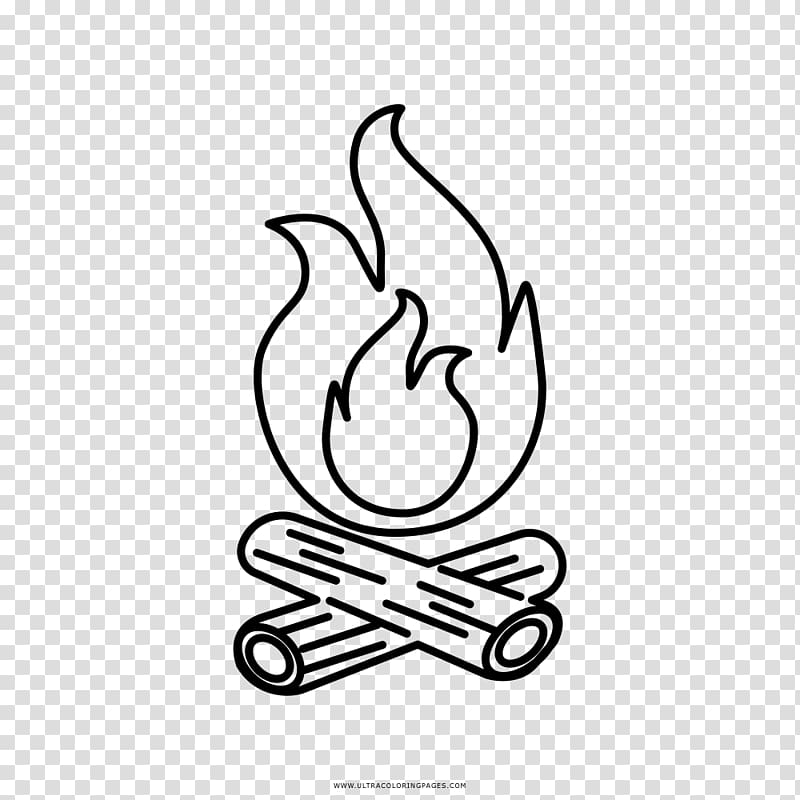 Black and white Drawing Bonfire Coloring book , campfire transparent background PNG clipart