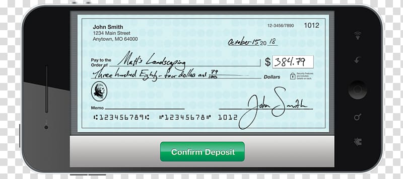 Smartphone Cheque Mobile Phones Online banking, bank Cheque transparent background PNG clipart