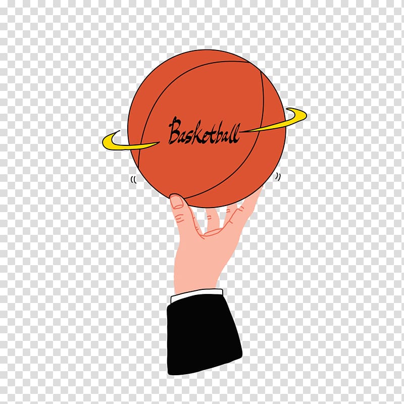 Cartoon Basketball Illustration, Basketball palm transparent background PNG clipart
