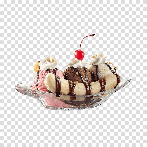 Sundae Banana split Chocolate ice cream Milkshake, split transparent background PNG clipart
