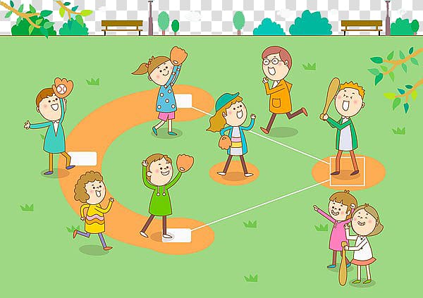 Kids Playing Baseball Clipart Png