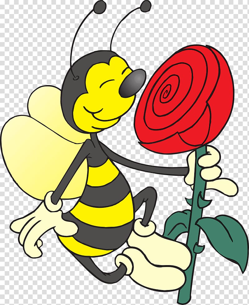 Honey bee Rose Flower , Bee flower transparent background PNG clipart