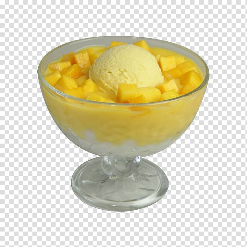 Ice cream Mango pudding Dessert Sorbet, Hierarchical gradient mango dumplings dessert transparent background PNG clipart