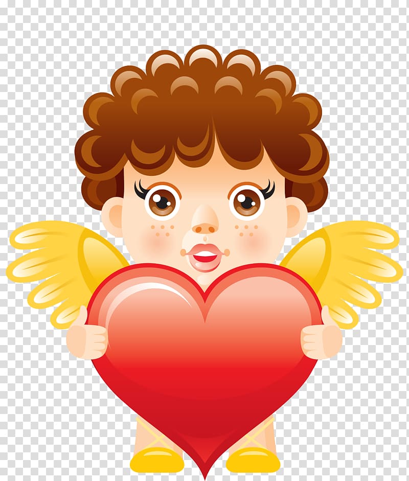 angel carrying red heart illustration, Angel , Angel with Heart Free transparent background PNG clipart