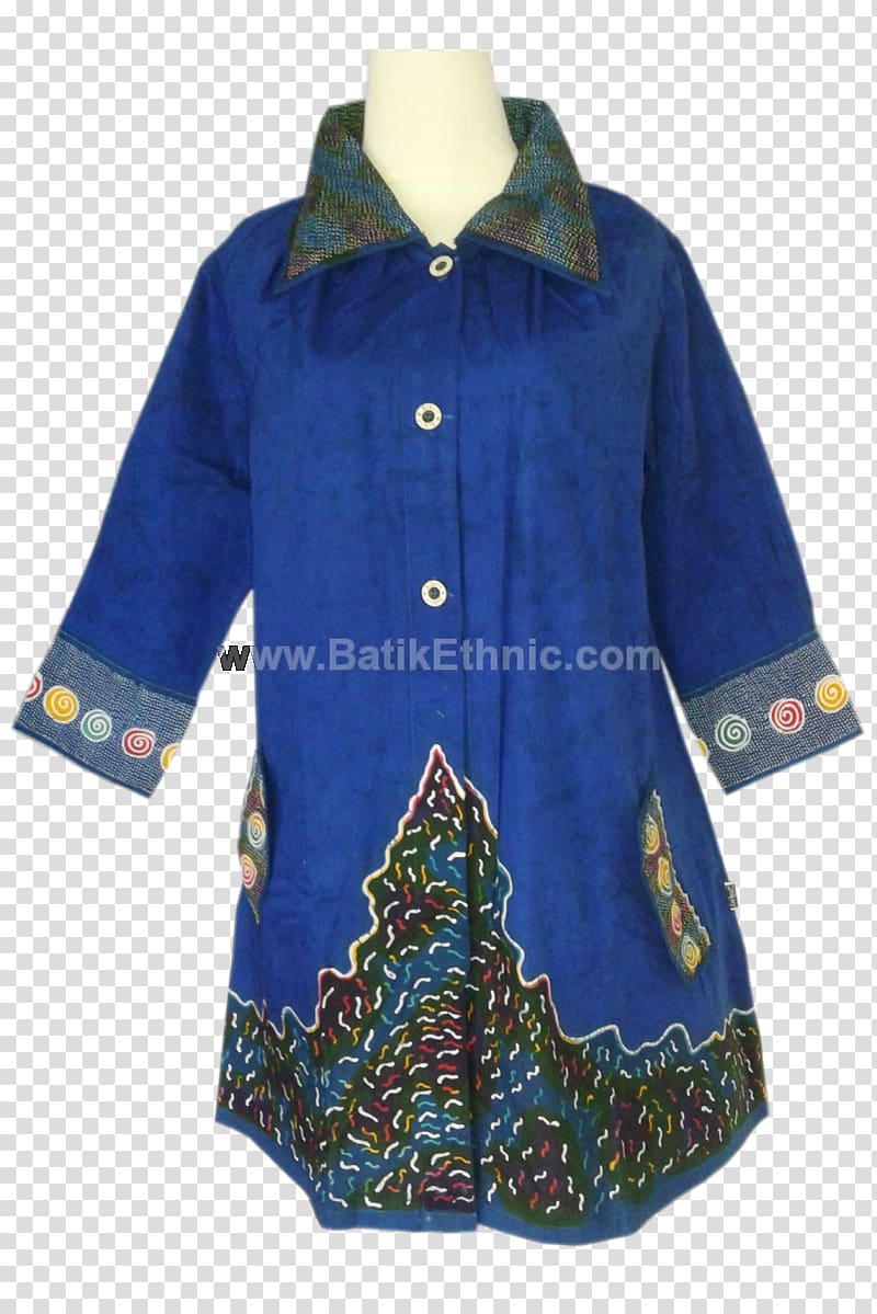 Sleeve Blouse Outerwear Dress Electric Blue, motif Batik transparent background PNG clipart