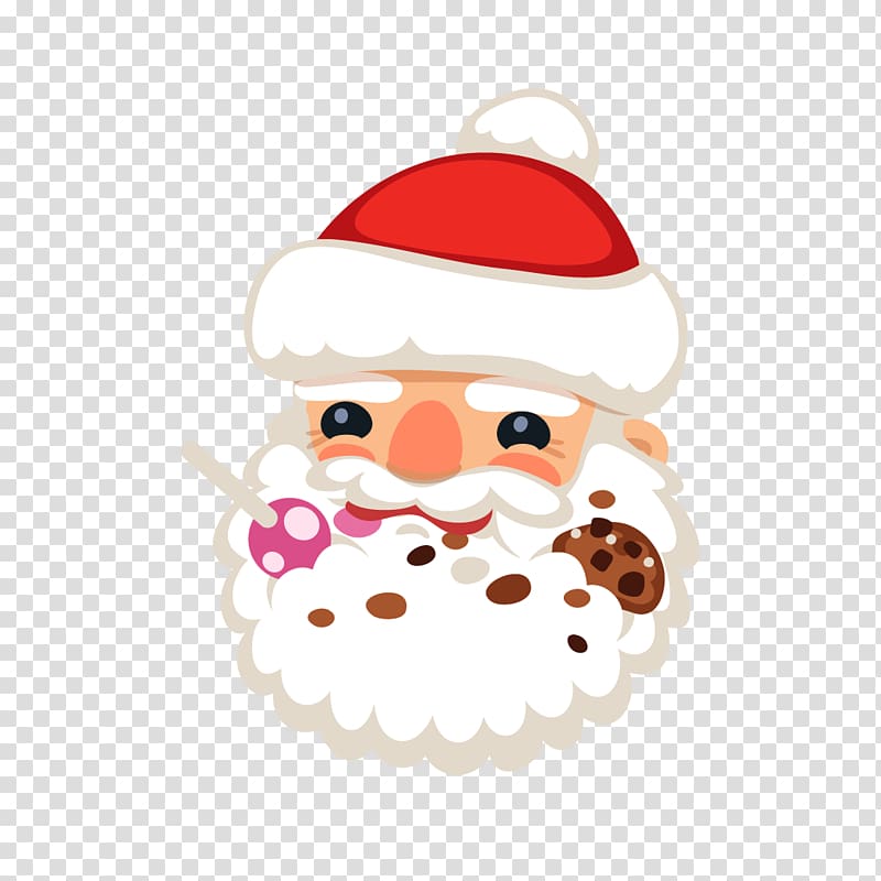 Santa Claus Christmas, Cute cartoon Santa Claus head transparent background PNG clipart