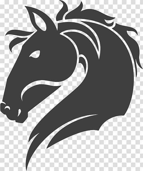 Friesian horse Logo Illustration, Horse-shaped logo design trend material, white horse head print on black cloth transparent background PNG clipart