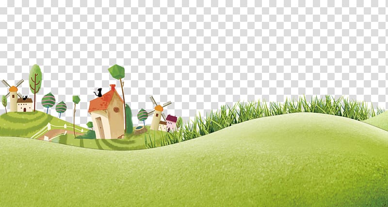 field of green house and house , Poster Cartoon , House on the grass transparent background PNG clipart
