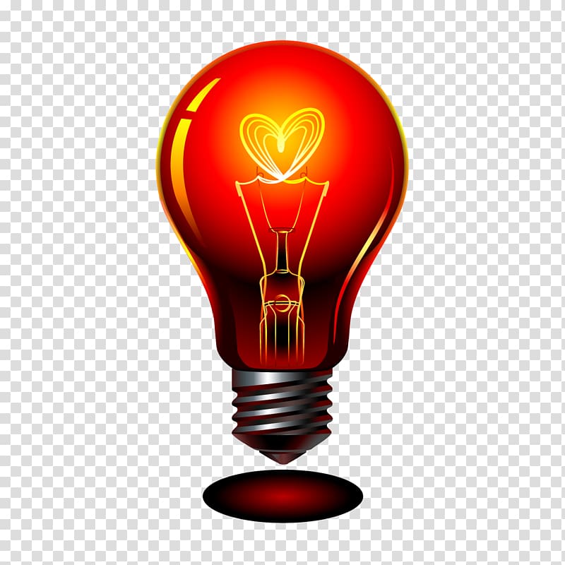 lit red and gray light bulb illustration, Incandescent light bulb Lamp, red bulb transparent background PNG clipart