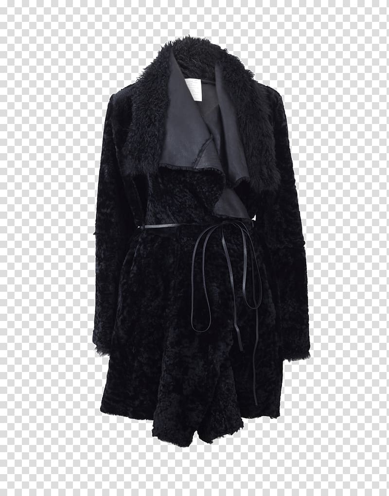 Fur Overcoat Black M, Shearling Coat transparent background PNG clipart