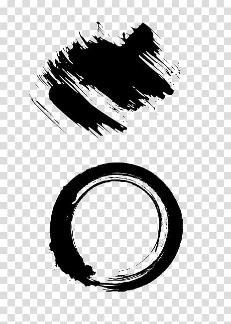 Circle Ink wash painting Brush Illustration, Chinese style pen and ink transparent background PNG clipart