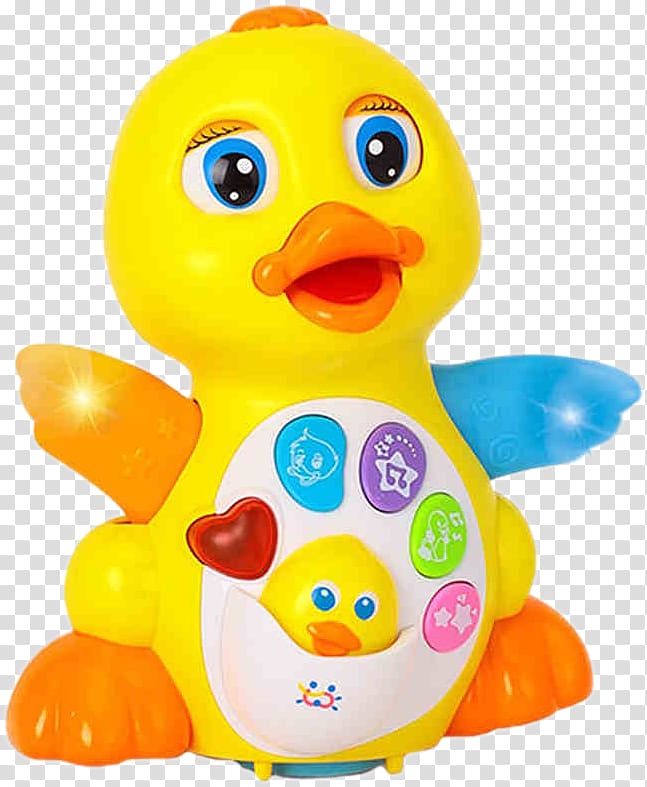 Duck Toy Child Swing Infant, Cute little yellow duck toy transparent background PNG clipart