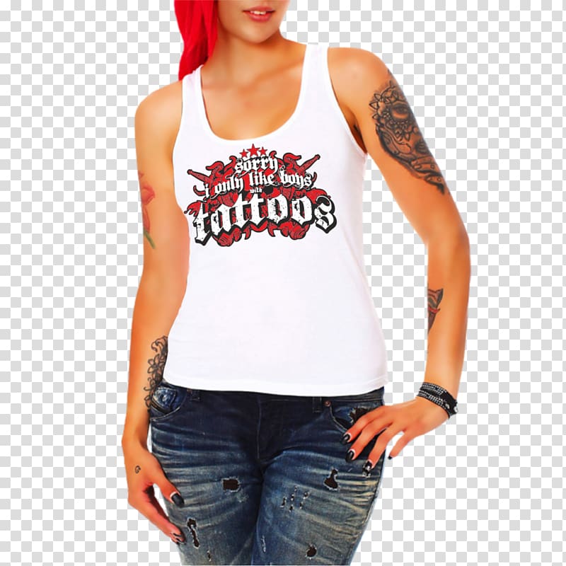 T-shirt Top Woman Fashion Clothing, Tattoo girl transparent background PNG clipart