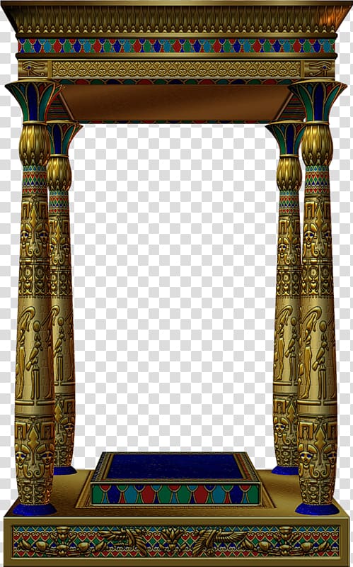 gold pooja altar, Ancient Egypt , Egyptian style small pavilion transparent background PNG clipart