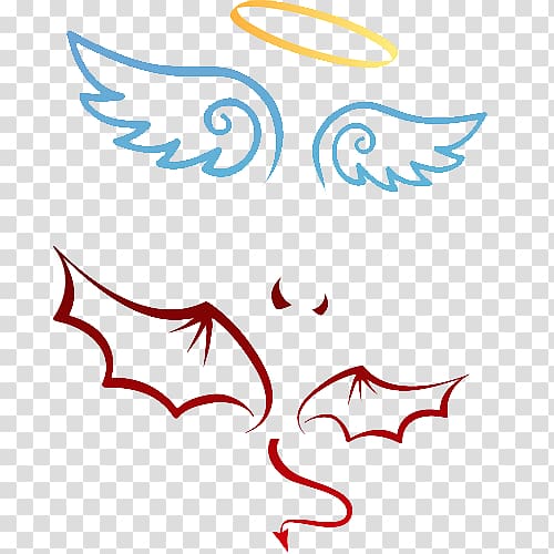 angel and devil wings , Devil Angel Michael Illustration, Angel devil sign material transparent background PNG clipart