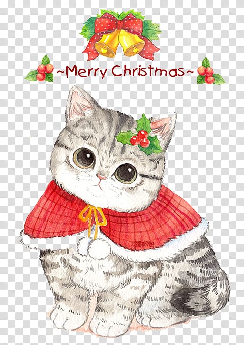 Whiskers Christmas ornament Cat Christmas Eve, Cartoon cat transparent background PNG clipart