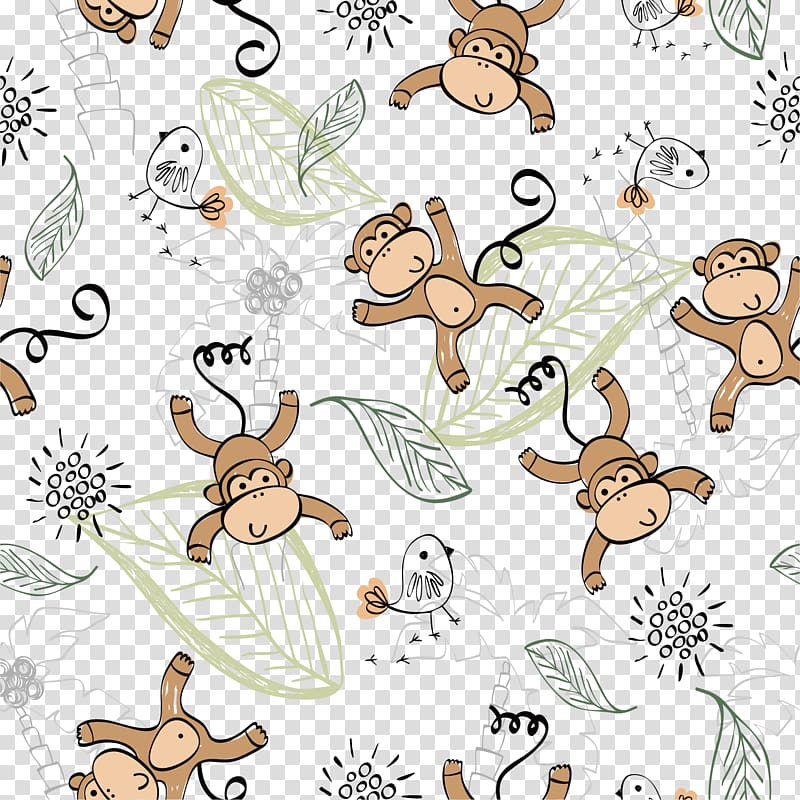 Drawing Illustration, hand-painted cute monkey transparent background PNG clipart