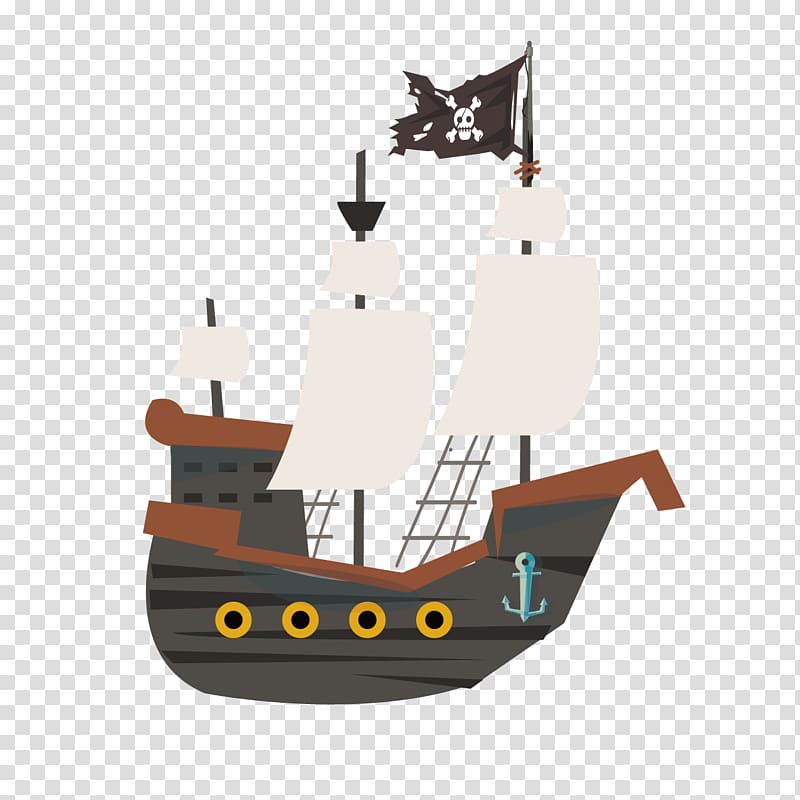 Piracy Ship Cartoon, Cartoon pirate ship transparent background PNG clipart