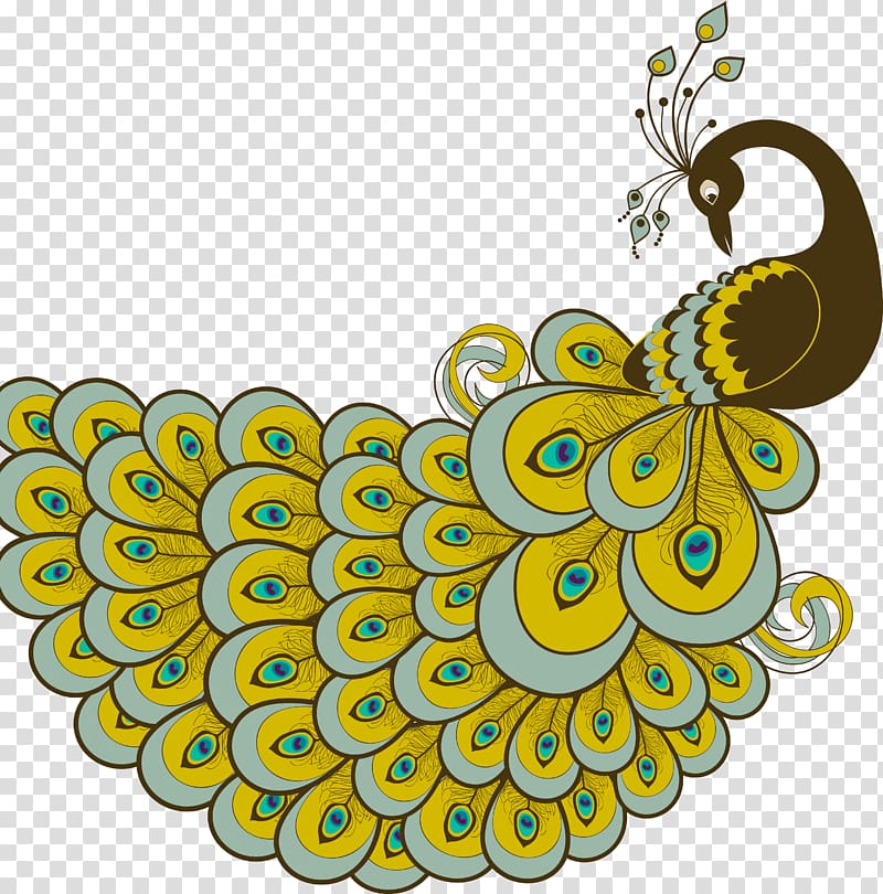 yellow and brown peacock , Peafowl Bird Drawing , Peacock transparent background PNG clipart