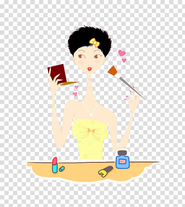 Male Character Illustration, Girl makeup transparent background PNG clipart