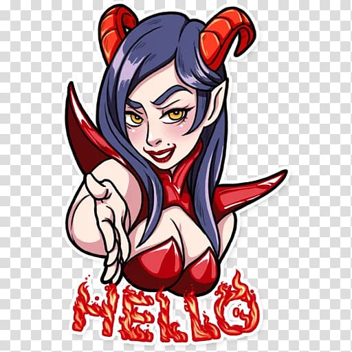 Devil Sticker Telegram Woman, devil transparent background PNG clipart