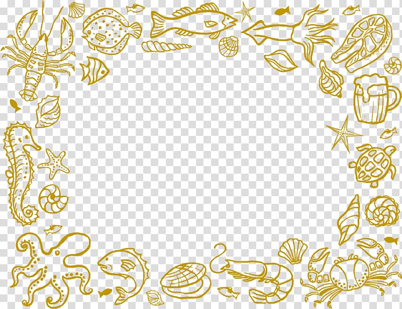 under the sea-themed frame , Seafood Restaurant, Cartoon chalk seafood material transparent background PNG clipart
