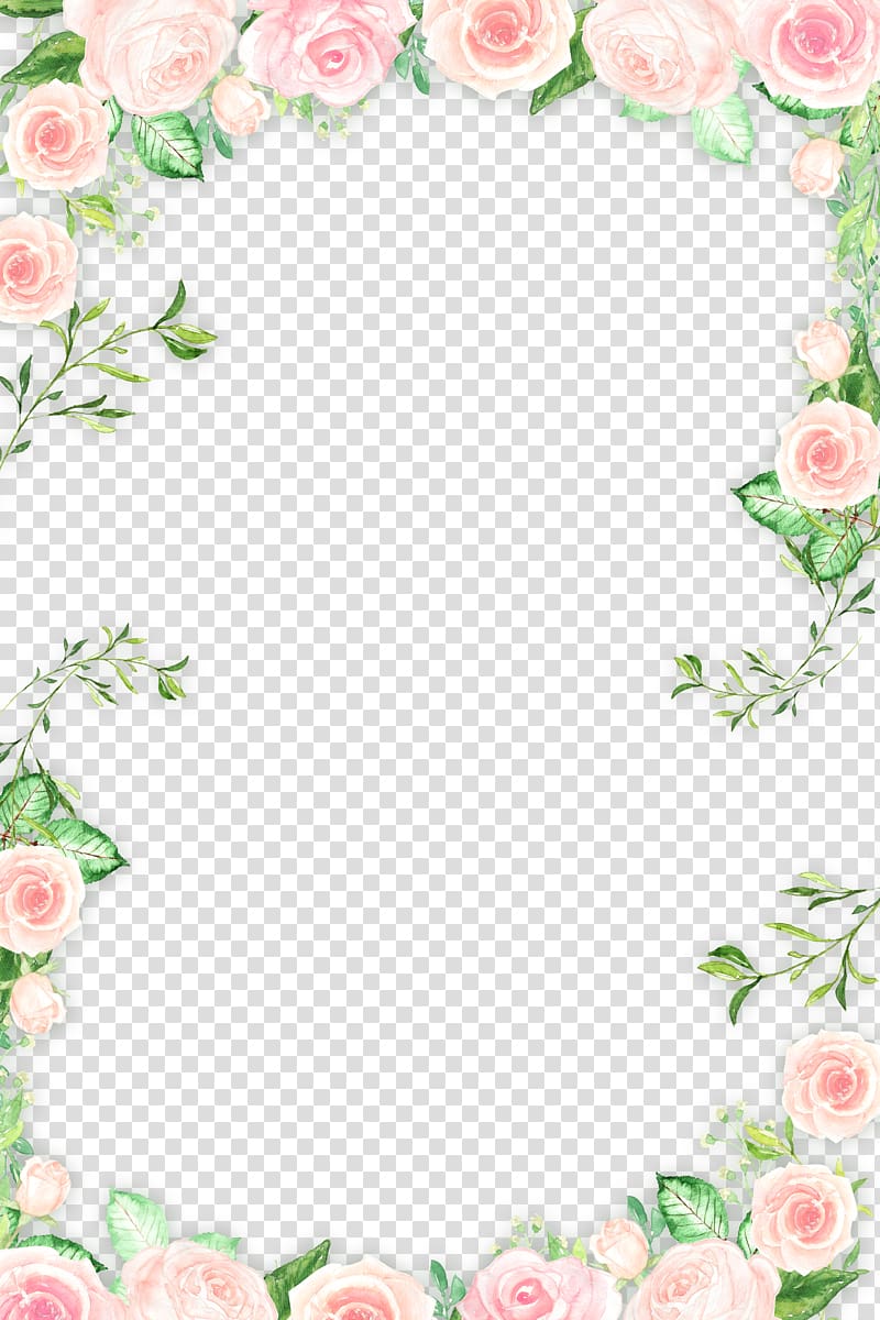 romantic pink flower border transparent background PNG clipart