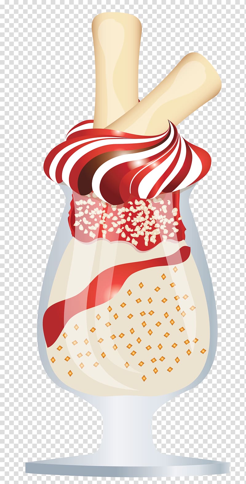 red and white cream in drinking glass illustration, Ice cream cone Frozen yogurt Gelato, Ice Cream Sundae transparent background PNG clipart