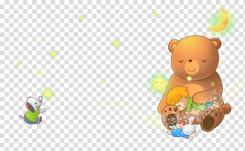 Teddy bear Cartoon Stuffed Animals & Cuddly Toys Illustration, Cartoon bear and sleeping child transparent background PNG clipart