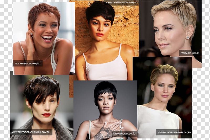 Rihanna Long hair Bangs Pixie cut, charlize theron transparent background PNG clipart
