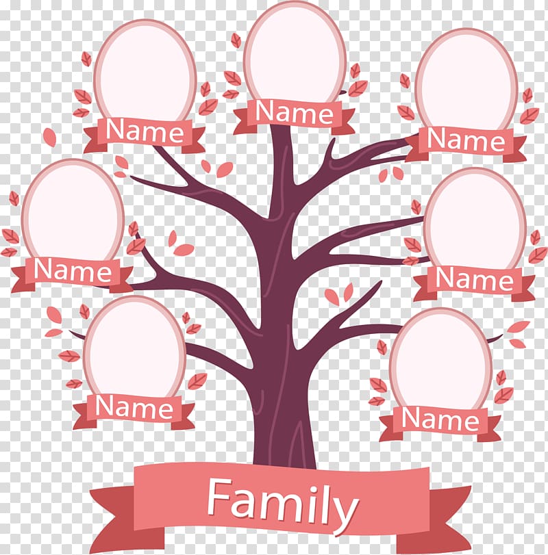 red and pink family tree art, Family tree Illustration, Peach tree tree genealogy transparent background PNG clipart