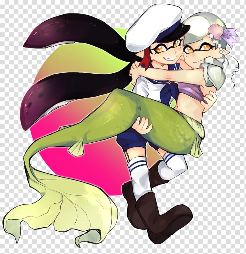 Splatoon 2 Mermaid girl Hashtag Squid Sisters, colleage transparent background PNG clipart