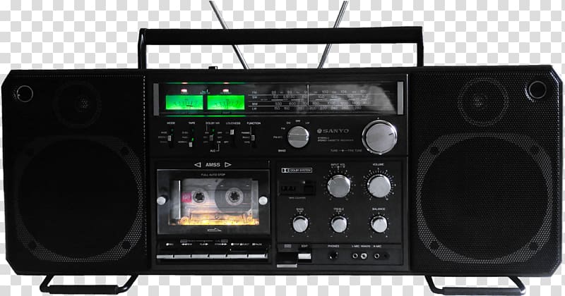 Boombox Stereophonic sound Compact Cassette Cassette deck, radio transparent background PNG clipart