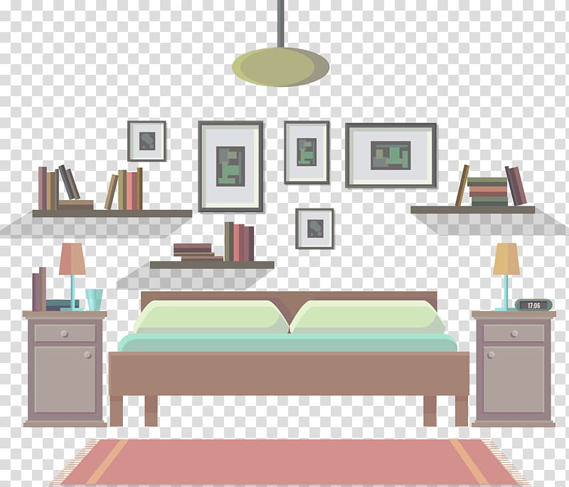 bedroom set illustration, Bedroom Drawing Furniture, carpet,bedroom, Wall, transparent background PNG clipart