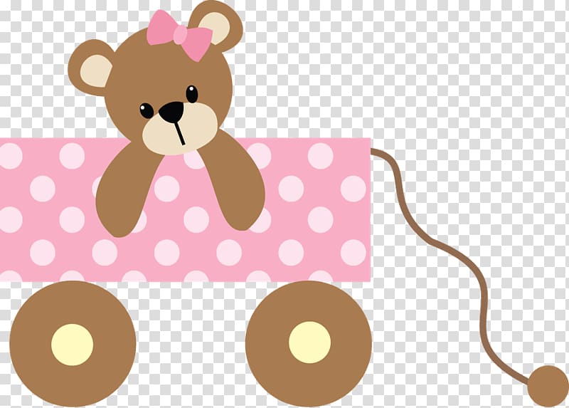 brown bear plush toy in wagon , Bear Wedding invitation Baby shower Child Infant, baby shower transparent background PNG clipart