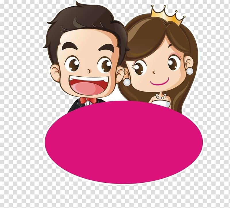 newly wed couple illustration, Wedding invitation Bridegroom, Cartoon bride and groom transparent background PNG clipart