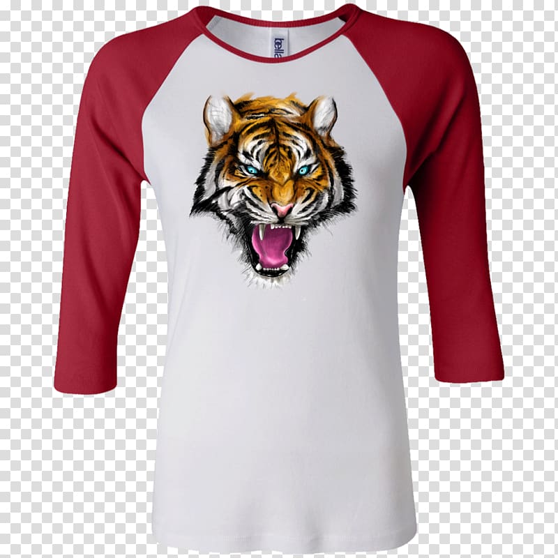 T-shirt Hoodie Raglan sleeve, ferocious tiger transparent background PNG clipart
